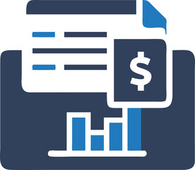 Financial document shows market analysis with bar graph dollar symbol indicates investments