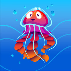 Happy Cartoon Jellyfish