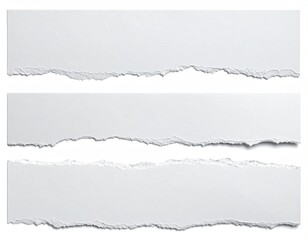 Fototapeta premium Torn white paper strips, jagged edges, isolated on white