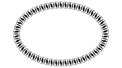 Decorative elliptical frame with abstract geometric pattern in black and white