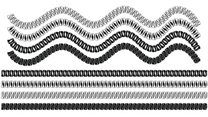Monochrome pattern featuring decorative wavy and straight borders in vector format
