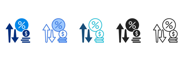 Interest Rate Icon Set Multiple Style Vector Illustration 
