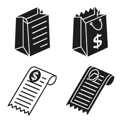 Shopping bag and receipt icons for business