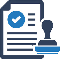 Obraz premium Blue stamp rests approvingly on a sheet of paper signifying formal approval process