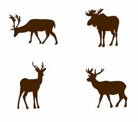 Fototapeta premium set of deer silhouette 