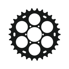 Minimal cycling chain wheel silhouette vector with white background for bicycle and mechanical art concept  