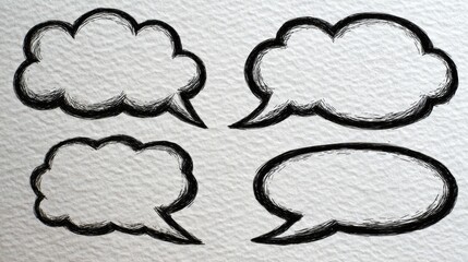 Creative speech bubbles sketches for graphic design projects studio illustration white background artistic concept