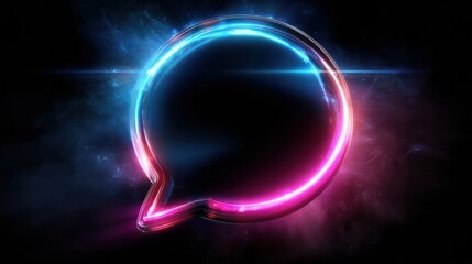Dynamic chat icon design digital art neon style technology close-up modern communication concept