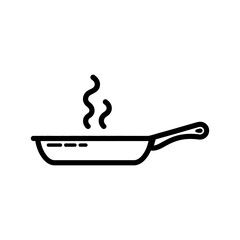 Cooking hot pan icon with steam rising from kitchen utensil flat design