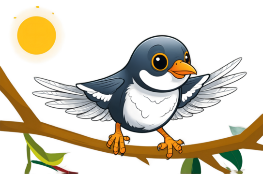 Cartoon bird on branch