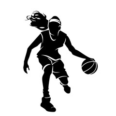 Women's Basketball, Dribbling Silhouette vector Illustration