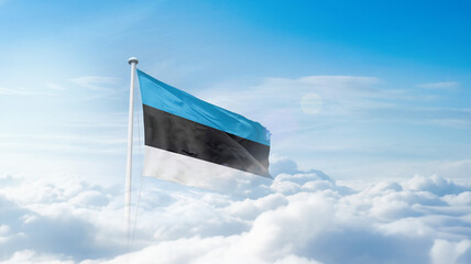 Estonia national flag waving in the sky. Estonia national flag for independence day.