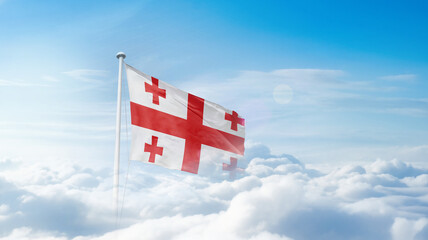 Georgia national flag waving in the sky. Georgia national flag for independence day.