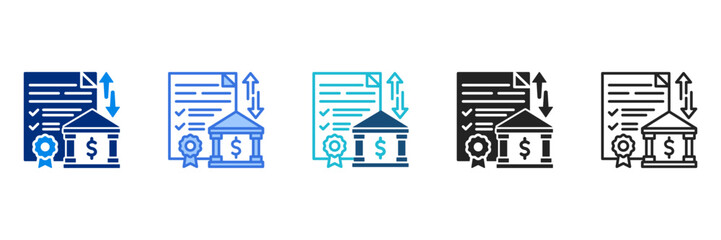Fiscal Policy Icon Set Multiple Style Vector Illustration 