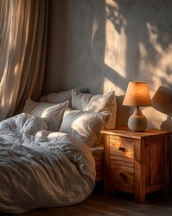 Scandi cozy minimalist dorm room interior, light wood tones,, natural  Modern Minimalist Dorm Interiors Aesthetic and Creative Lifestyle Spaces