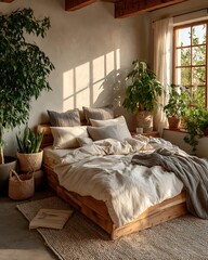 Scandi cozy minimalist dorm room interior, light wood tones,, natural  Modern Minimalist Dorm Interiors Aesthetic and Creative Lifestyle Spaces