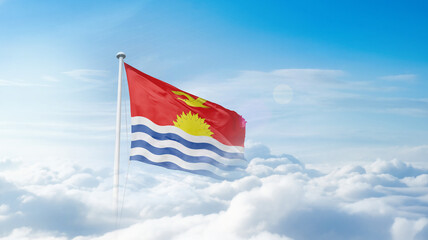 Kiribati national flag waving in the sky. Kiribati national flag for independence day.