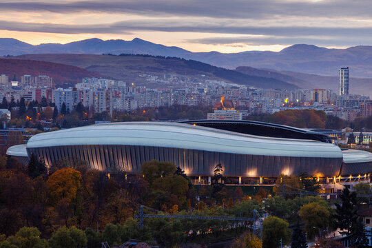 Cluj Arena Stadium at Sunset in Cluj-Napoca, Romania