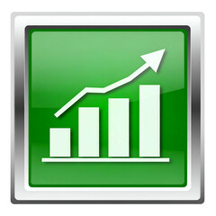 Green square icon with a rising white graph showing progress and upward direction