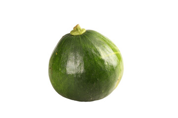Fresh Green Round Zucchini Pumpkin Squash Vegetable Isolated on White Background