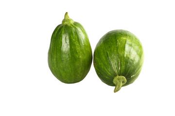 Fresh Green Tender Pumpkins Isolated on White Background for Healthy Cooking