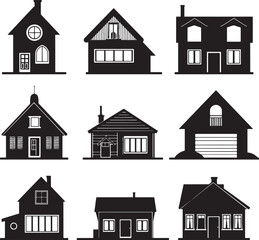 Assortment of House Silhouettes home building
