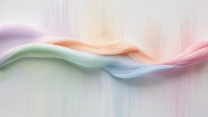 Soft pastel fabric waves in pastel colors on white blank background