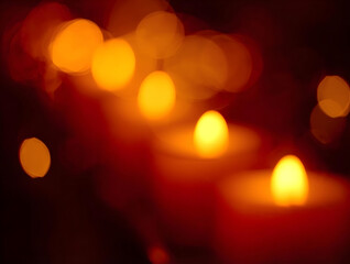 Softly glowing candles casting warm light, creating a cozy and inviting ambiance with beautiful bokeh effects