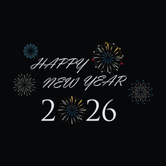 Happy New Year 2026 logo design vector. Fireworks, Sparks and trendy New Year 2026 design templates.
