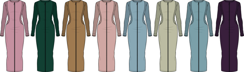 Elegant Dress Color Palette A Spectrum of Stylish Long Sleeve Designs for Diverse Fashion Choices