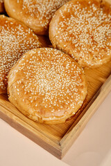 Traditional Beijing Sesame Seed Biscuits in Wooden Box - Golden Crispy Roasted Pastries