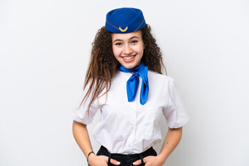 Airplane stewardess Arab woman isolated on white background laughing