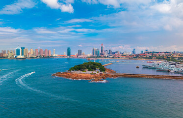 Aerial view of Xiaoqingdao Park in Qingdao, China