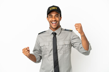 African American safeguard over isolated white background celebrating a victory