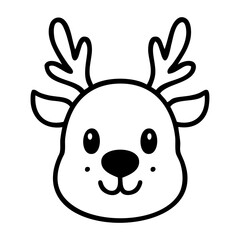 Logo con cabeza de reno Rudolph de Santa Claus con líneas para tarjetas y felicitaciones de Navidad 