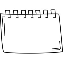 Simple Line Drawing of a Blank Notebook Page with Spiral Binding Isolated on White Background Perfect for Notes or Doodles