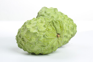 Fresh Green Bergamot Citrus Fruits on White Background - Asian Cooking Ingredient
