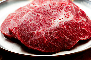 Top-grade raw beef