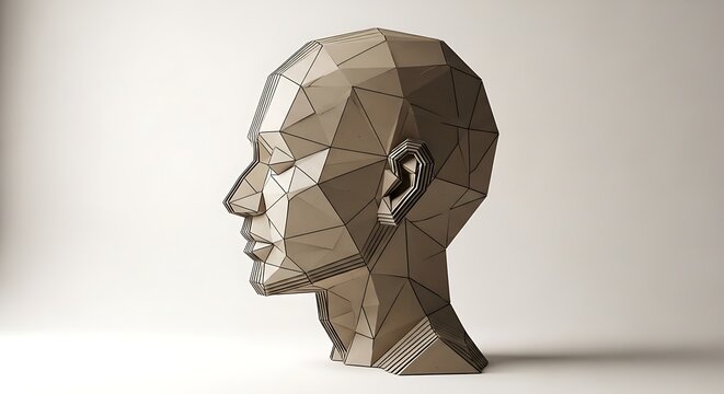 Head sculpture low poly geometric wireframe