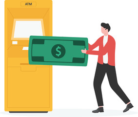 atm machine with business character,
