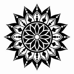 Mandala Minimal vector clean black silhouette design white background