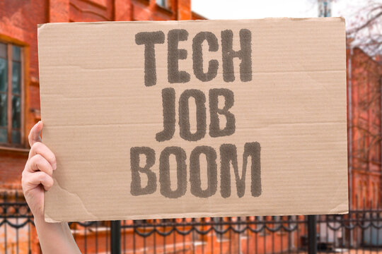 "Tech Job Boom" Increasing demand for workers in AI, data science, and cybersecurity revitalizes the job market. TECH. JOBS. AI. CYBERSECURITY. - Powered by Adobe