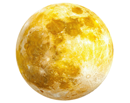 Yellow planet with rough texture and light areas