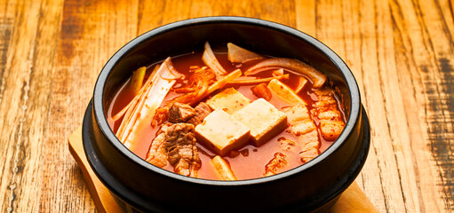 Korean tofu soybean paste soup