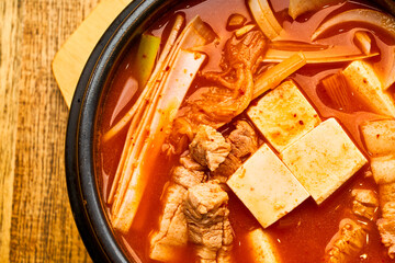 Korean tofu soybean paste soup