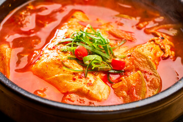 Korean tofu soybean paste soup