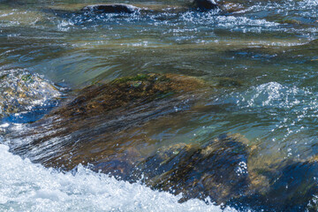 秋の川　清流の流れのアップ117
