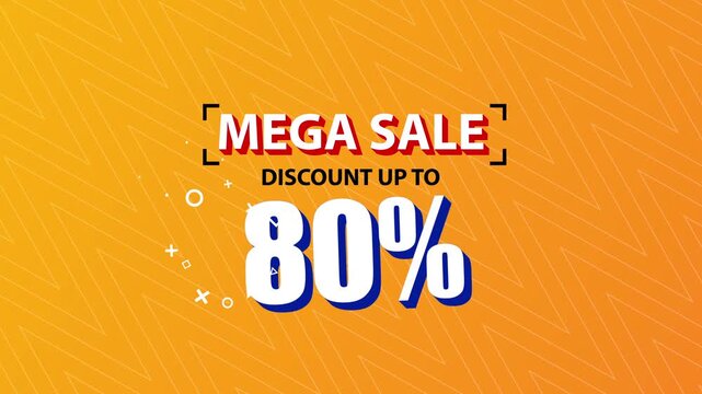 Mega Sale 80% Discount Offer Animated Motion Graphic,  Mega Sale, Discount up to 80%, 80% off sale