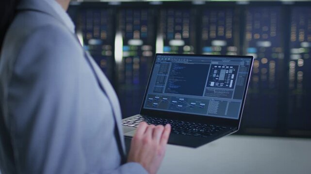 An IT expert is carrying out maintenance work