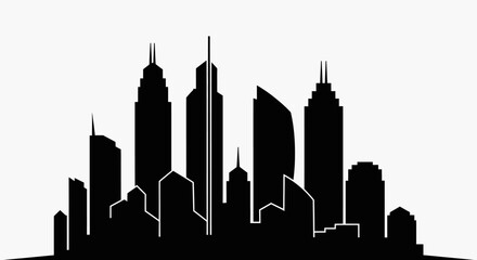Obraz premium City skyline silhouette with transparent background